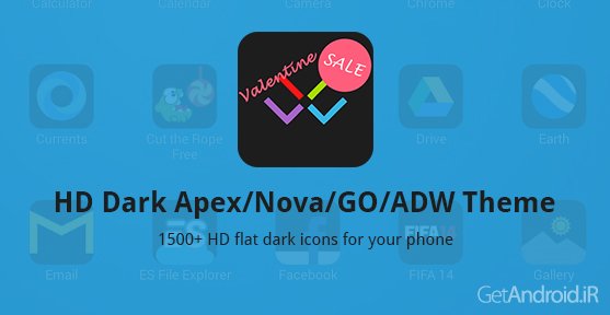 دانلود HD Dark Apex/Nova/GO/ADW Theme 1.9.0 - تم تیره برای لانچرهای مختلف اندروید