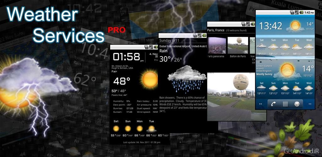 دانلود Weather Services PRO 4.7 - نرم افزار بررسی وضعیت آب و هوا در اندروید