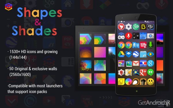 دانلود Shapes & Shades icons&walls 3.4 - مجموعه آیکون زیبای اندروید