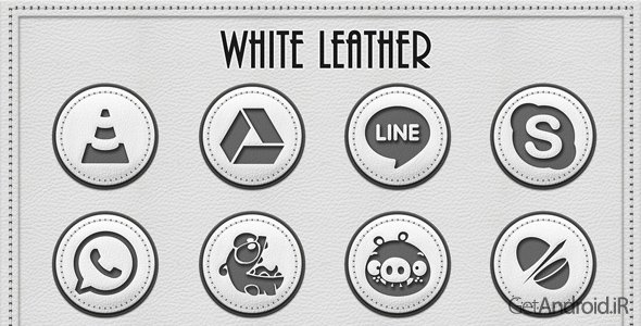 دانلود White Leather Icon Pack Theme 2.2.0 - مجموعه آیکون زیبای اندروید