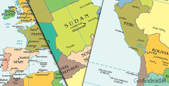 دانلود World Map 2016 v2.7 - برنامه نقشه کامل کشورهای جهان برای اندروید