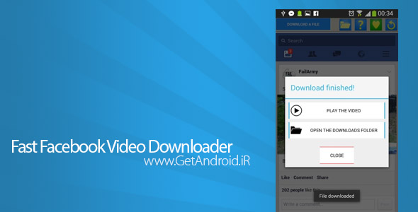 دانلود Fast Facebook Video Downloader 1.1.6 برنامه دانلود فیلم های فیس بوک اندروید
