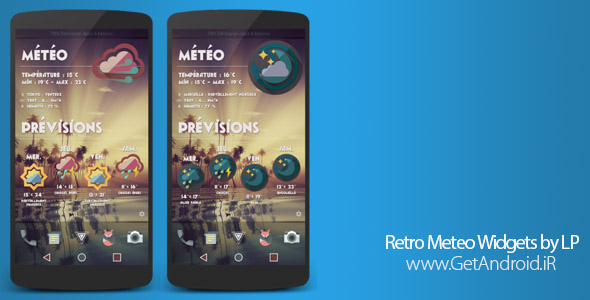 دانلود Retro Meteo Widgets by LP 3.5 مجموعه ویجت ساعت ، تقویم و هواشناسی اندروید