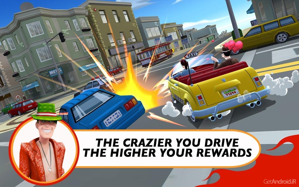 دانلود Crazy Taxi City Rush v1.9.0 - بازی تاکسی دیوانه وار برای اندروید