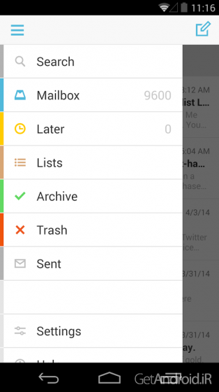دانلود Mailbox 2.0.3 نرم افزار مدیریت ایمیل دراپ باکس اندروید
