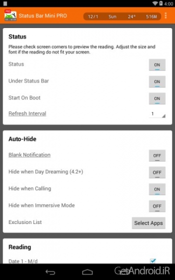 دانلود برنامه Status bar mini pro اندروید