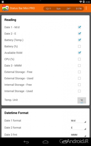 دانلود برنامه Status bar mini pro اندروید