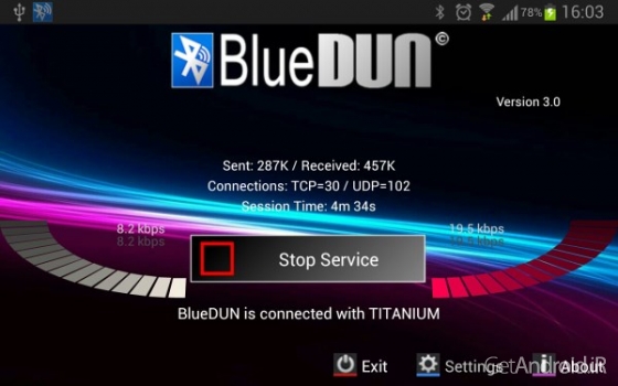 دانلود BlueDUN 3.6 برنامه اشتراک گذاری اینترنت موبایل از طریق بلوتوث اندروید
