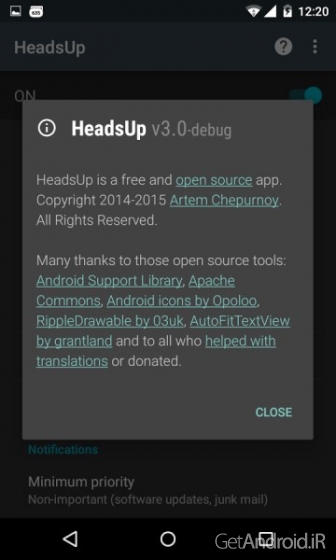 دانلود HeadsUp 3.1 – برنامه مدیریت اعلان ها برای اندروید