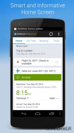 دانلود WorldMate Gold 8.0.4 برنامه مدیریت سفر اندروید