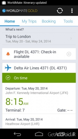 دانلود WorldMate Gold 8.0.4 برنامه مدیریت سفر اندروید