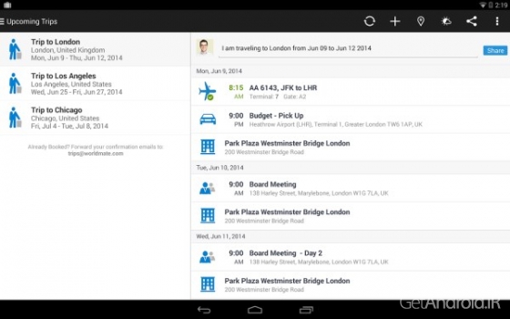 دانلود WorldMate Gold 8.0.4 برنامه مدیریت سفر اندروید