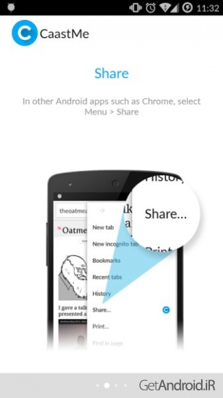 دانلود CaastMe 1.4 برنامه اشتراک سریع لینک از اندروید به کامپیوتر