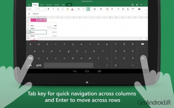 دانلود Keyboard for Excel 3.0 برنامه صفحه کلید مایکروسافت برای اکسل اندروید