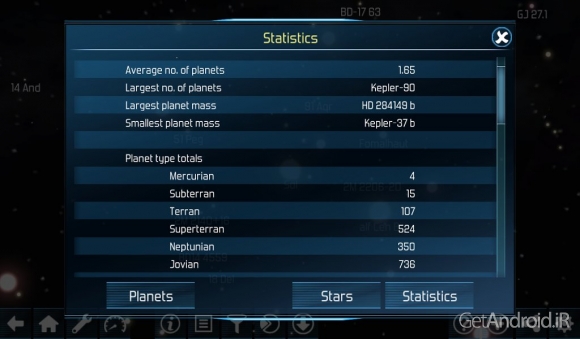 دانلود Exo planets Explorer 3D HD v2.6.7 - برنامه گشت و گذار در فضا برای اندروید + دیتا