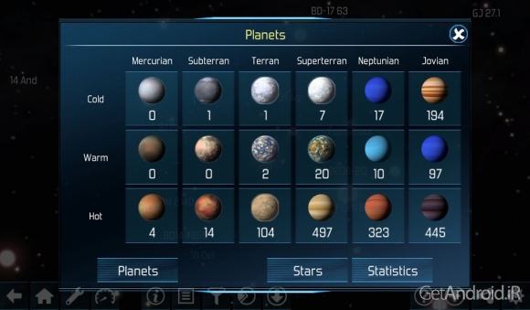 دانلود Exo planets Explorer 3D HD v2.6.7 - برنامه گشت و گذار در فضا برای اندروید + دیتا