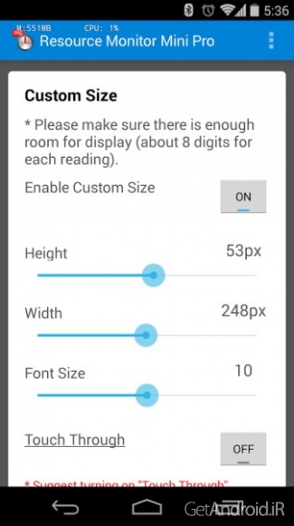 دانلود برنامه Resource Monitor Mini Pro اندروید
