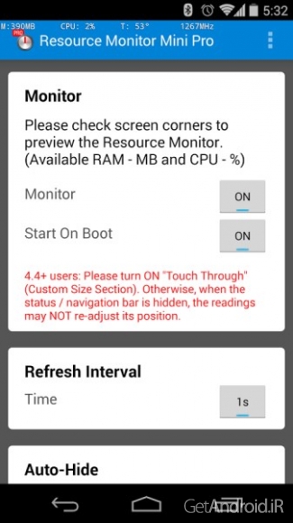 دانلود برنامه Resource Monitor Mini Pro اندروید