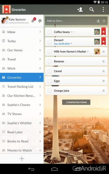 دانلود برنامه Wunderlist To-Do List اندروید