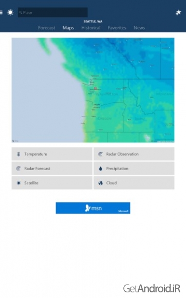 دانلود MSN Weather 1.1.0 برنامه پیش بینی وضعیت آب و هوا اندروید