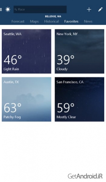 دانلود MSN Weather 1.1.0 برنامه پیش بینی وضعیت آب و هوا اندروید