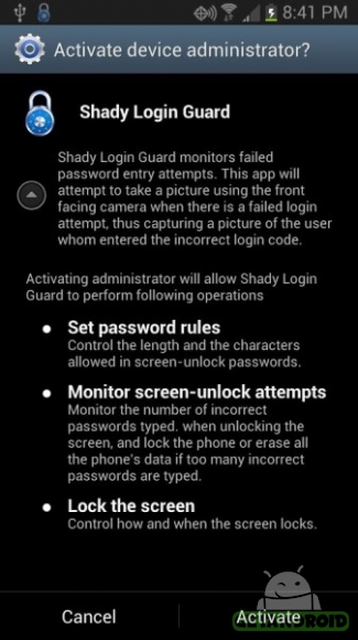 دانلود Shady Login Guard v3.0 نرم افزار قفل امنیتی برای اندروید