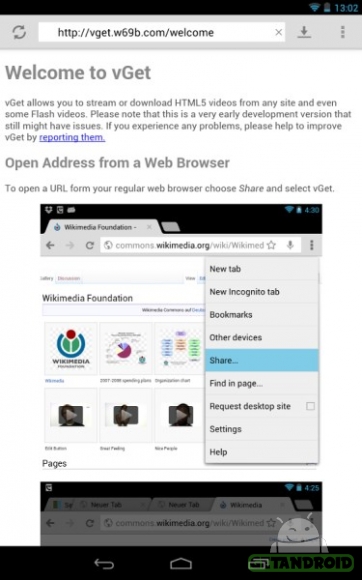نرم افزار vGet Full (Stream, Download, DLNA) 0.5.8 دانلود ویدئو از سایت ها اندروید