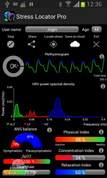 دانلود StressLocator Pro 2.38 برنامه تست سلامتی و تمرکز اندروید