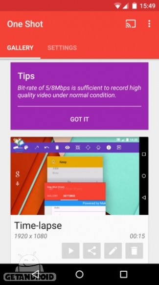 دانلود One Shot screen recorder (PRO) 1.2.10 فیلمبرداری از صفحه نمایش اندروید
