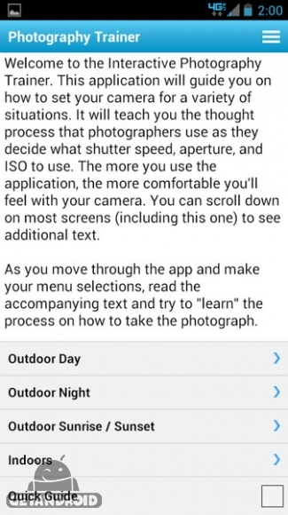 دانلود Photography Trainer v4.3 - برنامه آموزش عکاسی برای اندروید