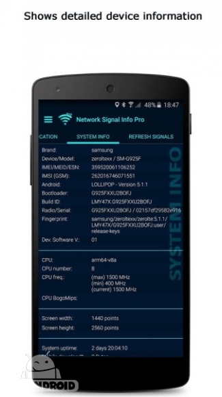 دانلود 3.62.01 نرم افزار نمایش اطلاعات سیگنال شبکه اندروید