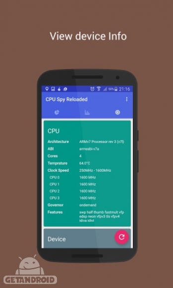 دانلود CPU Spy Reloaded Monitor Pro 2.41 برنامه نمایش اطلاعات CPU و GPU اندروید