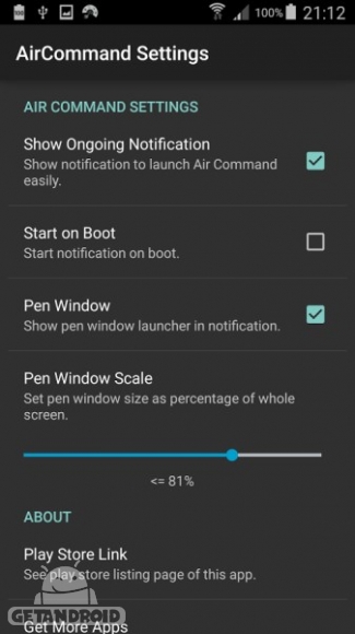 دانلود AirCommand Shortcut 1.4 برنامه اجرای AirCommand در گوشیهای سری نوت بدون نیاز به قلم هوشمند