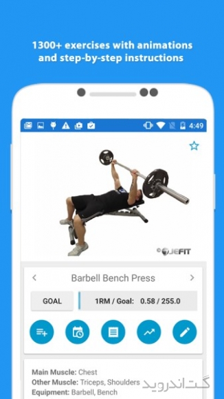 دانلود برنامه JEFIT Workout Tracker Gym Log اندروید