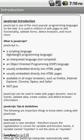 دانلود JS PRO v1.8 نرم افزار آموزش جاوا اسکریپت برای اندروید