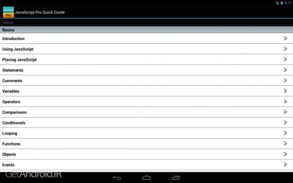 دانلود JS PRO v1.8 نرم افزار آموزش جاوا اسکریپت برای اندروید