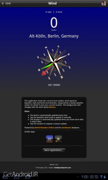 دانلود Wind v1.5.1 نرم افزار اطلاع از وضعیت سرعت و جهت باد اندروید