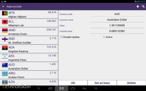 دانلود برنامه مبدل واحد پول و ارز کشورها اندروید