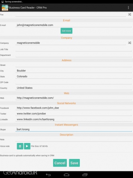دانلود برنامه Business Card Reader CRM Pro اندروید