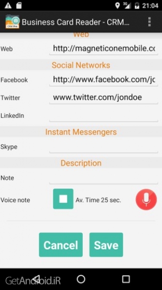 دانلود برنامه Business Card Reader CRM Pro اندروید
