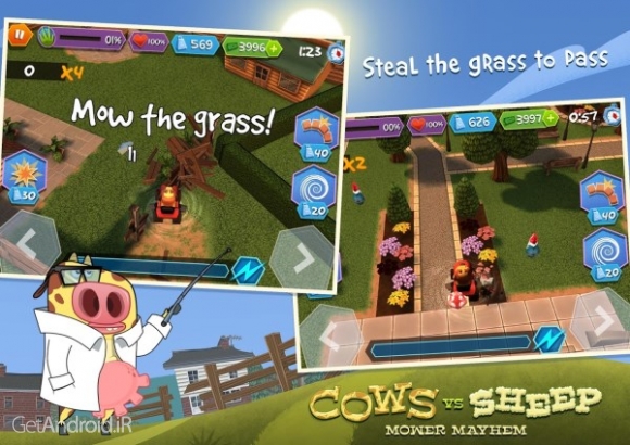 دانلود Cows Vs Sheep: Mower Mayhem 13.0.603 بازی گاوها در مقابل گوسفندان اندروید