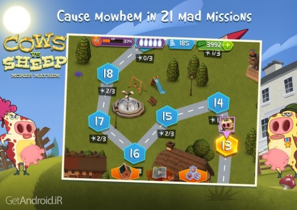 دانلود Cows Vs Sheep: Mower Mayhem 13.0.603 بازی گاوها در مقابل گوسفندان اندروید