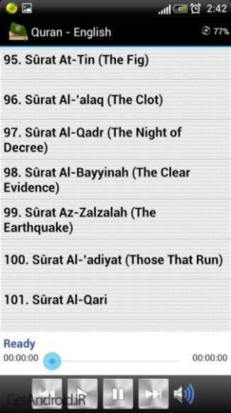 دانلود Quran - English v2.0 نرم افزار قرآن صوتی انگلیسی اندروید
