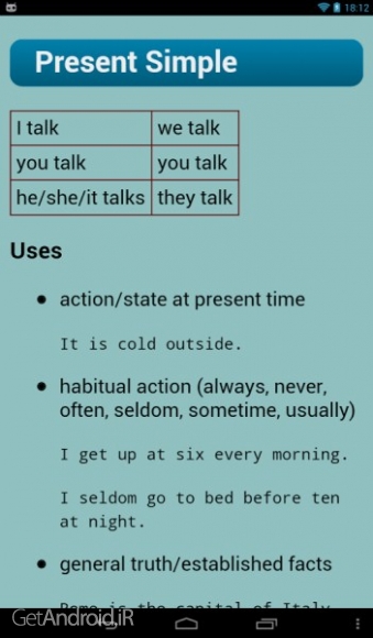 دانلود English Verb Trainer Pro v14139 نرم افزار صرف افعال انگلیسی با ترجمه اندروید