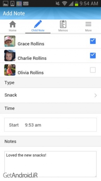 دانلود NannyNotes - Child Daily Sheet v0.4.0 برنامه کنترل کودکان از راه دور اندروید