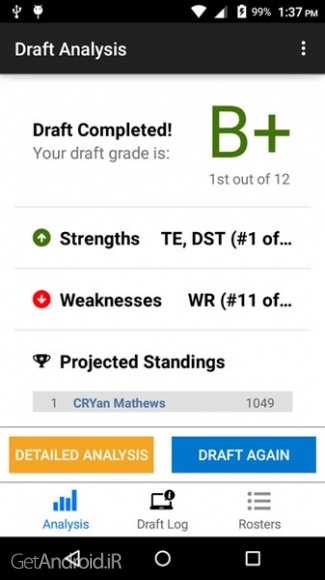 دانلود Fantasy Football Draft Wizard 1.0.11 تسلط بر طرح های فوتبال فانتزی اندروید