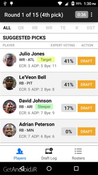 دانلود Fantasy Football Draft Wizard 1.0.11 تسلط بر طرح های فوتبال فانتزی اندروید