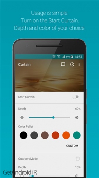 دانلود Curtain 1.3 نرم افزار مراقبت از چشم هنگام کار با گوشی اندروید