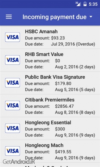 دانلود Manage Credit Card Instantly 1.6.7 برنامه مدیریت کارت اعتباری برای اندروید
