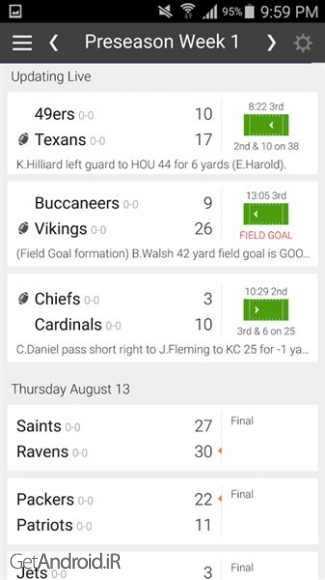 دانلود Football NFL Schedules 6.6.7 برنامه اعلام نتایج فوتبال اندروید